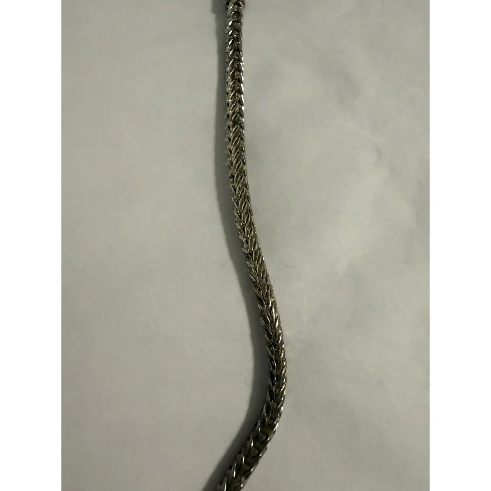 Vintage Ornate Silver Tone Scroll Slide Pendant Wheat Chain Necklace Boho 1.75in